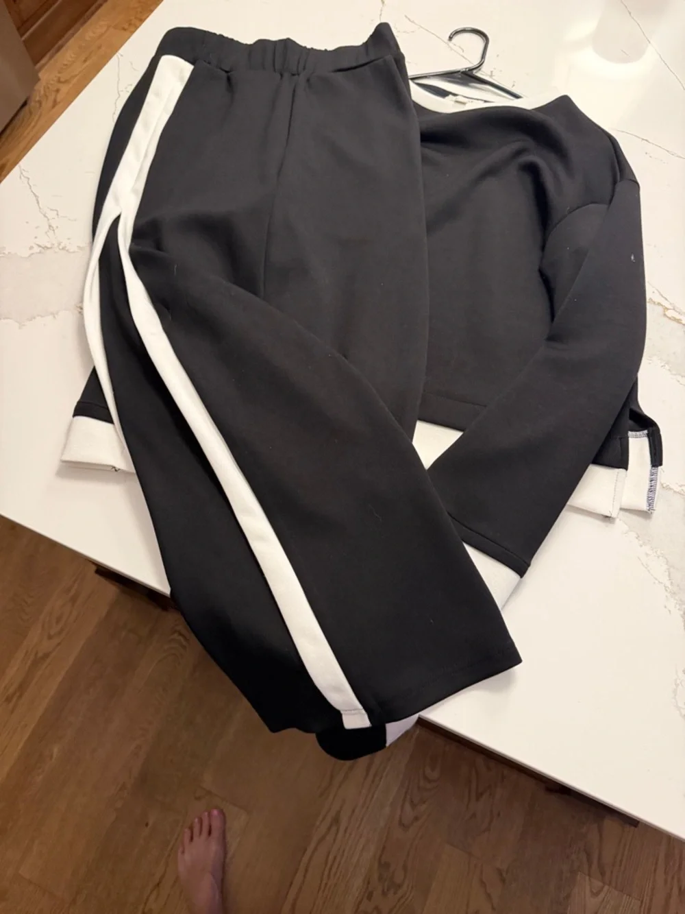 P. Cill Black and White Two-Piece Sweat Set Butter Modal fabric - Picture 2 of 6